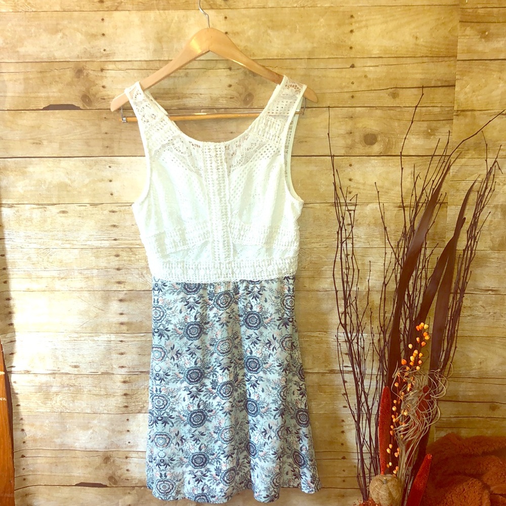 Boho Blue and White Lacy Dress